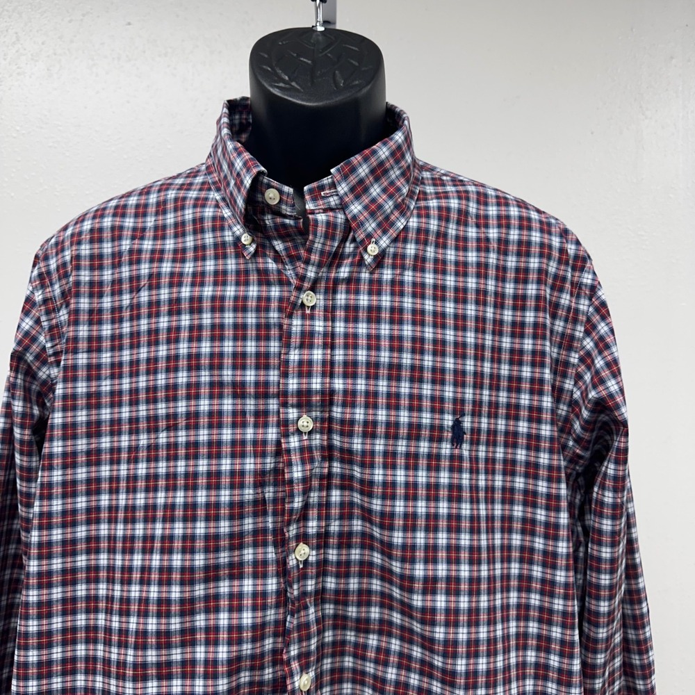 Ralph Lauren Plaid Button Down Shirt Long Sleeve Classic Fit Size 17 - Picture 5 of 12